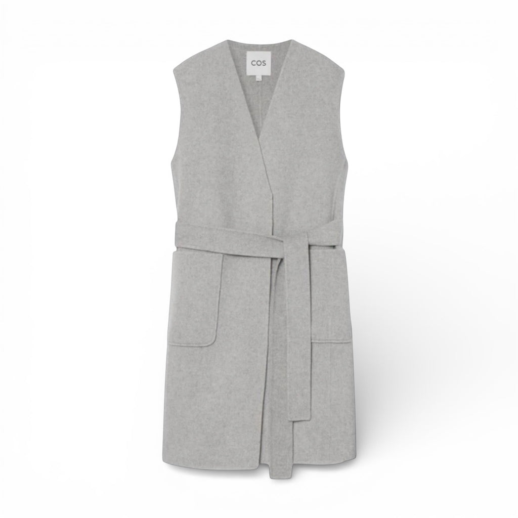 COS double faced waistcoat The Cotswolds Daughter
dove grey longline waistcoat women
womens sleeveless wool blend waistcoat
COS oversized pocket waistcoat