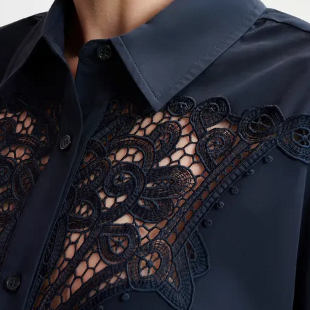 Essentiel Antwerp navy poplin shirt The Cotswolds Daughter
womens navy cut out shirt
Essentiel Antwerp statement shirt women
modern poplin shirt editorial style