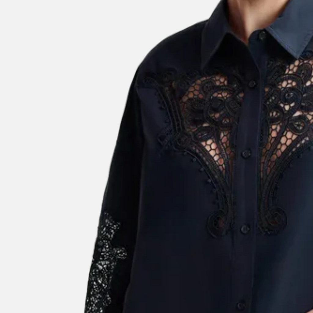 Essentiel Antwerp navy poplin shirt The Cotswolds Daughter
womens navy cut out shirt
Essentiel Antwerp statement shirt women
modern poplin shirt editorial style