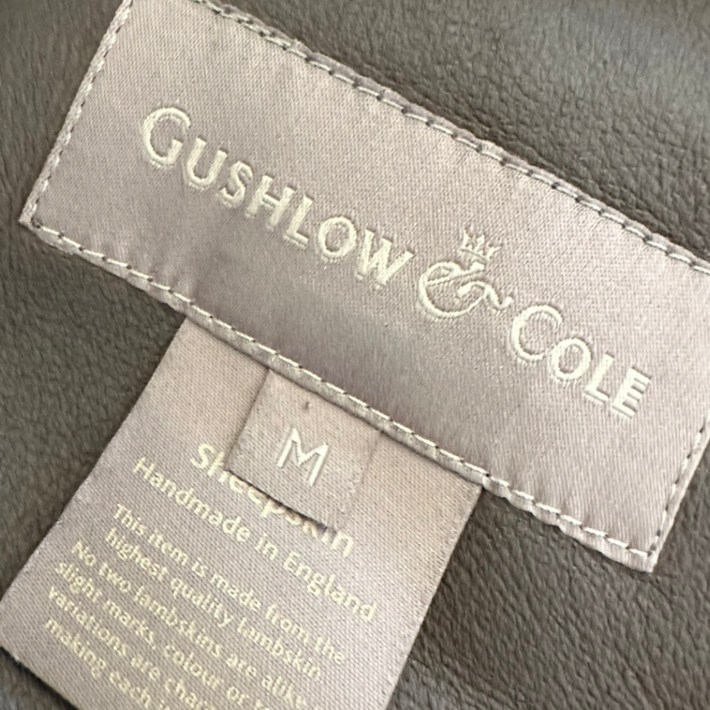 Gushlow and Cole grey shearling coat The Cotswolds Daughter
dark grey stand collar shearling coat women
luxury grey designer shearling coat
Made in England shearling coat women