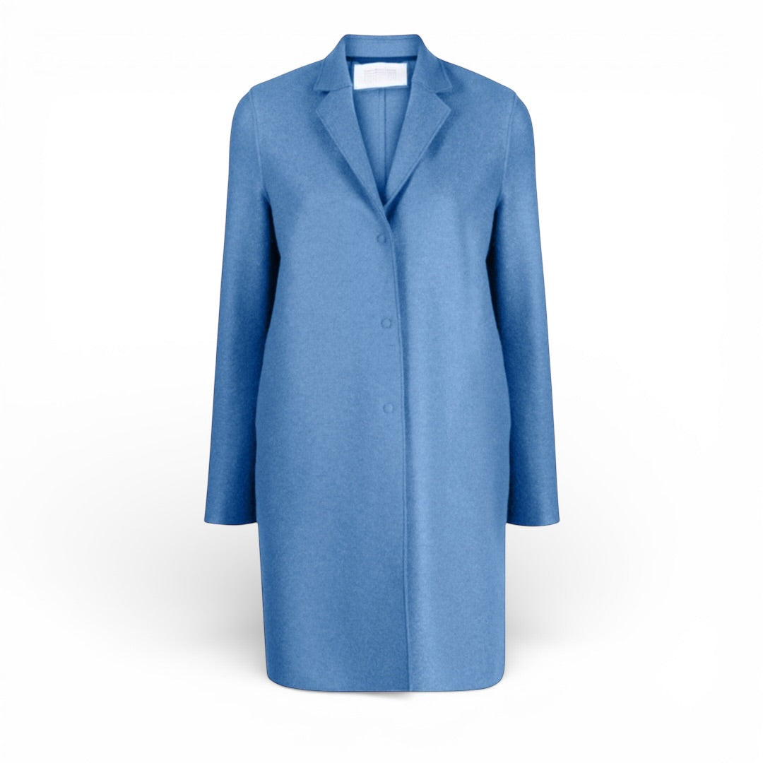 Harris Wharf London wool felt coat The Cotswolds Daughter
pale blue virgin wool coat women
Harris Wharf designer coat editorial style
luxury pale blue wool coat women