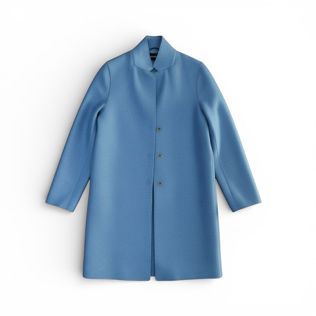 Harris Wharf London wool felt coat The Cotswolds Daughter
pale blue virgin wool coat women
Harris Wharf designer coat editorial style
luxury pale blue wool coat women