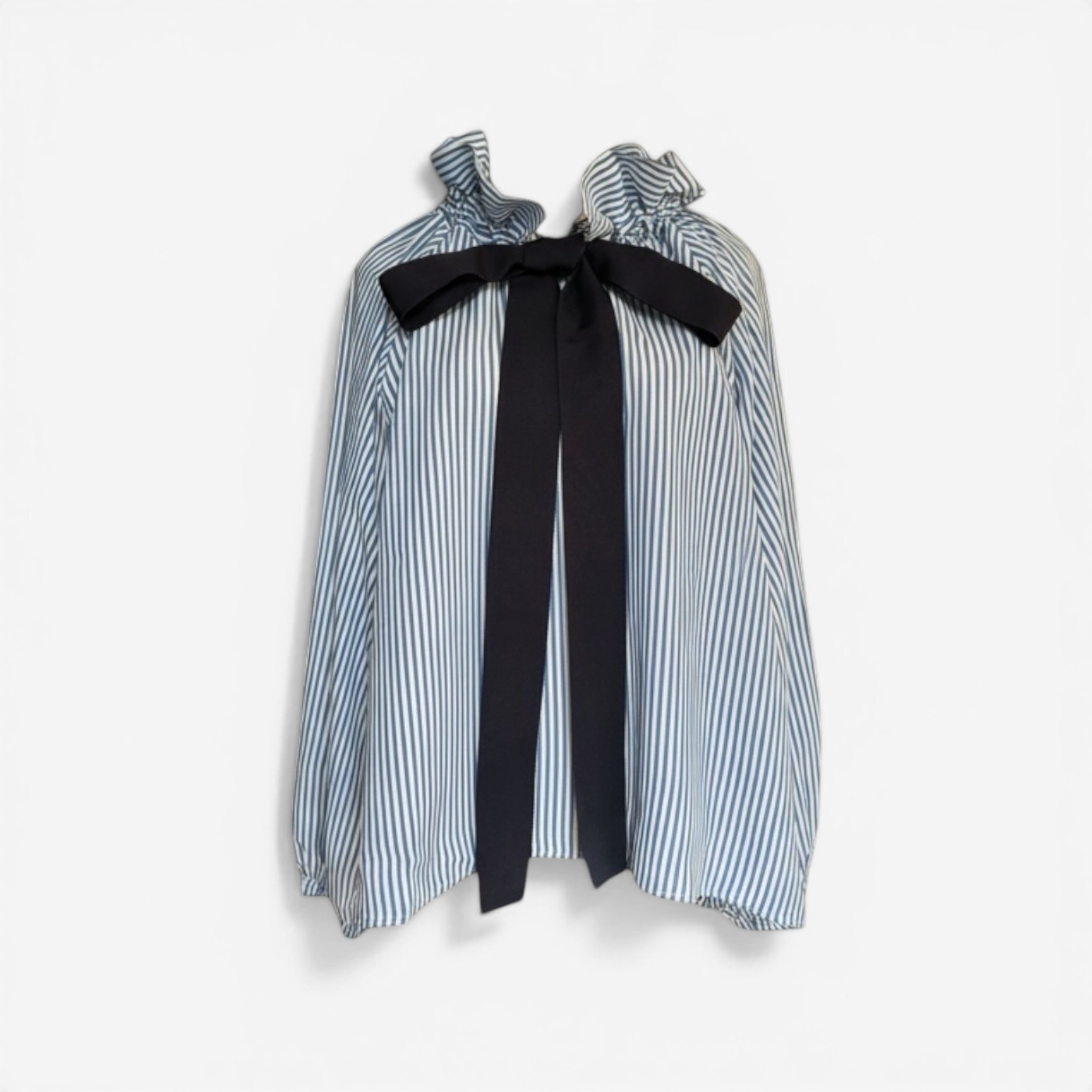 The Navy Stripe & Navy Bow Blouse | Elegant Women’s Blouse | The Cotswolds Daughter