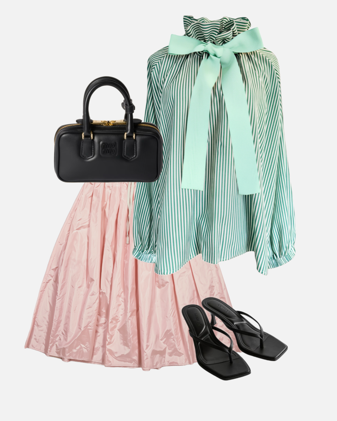The Green stripe & Mint Bow Blouse | Elegant Women’s Blouse | The Cotswolds Daughter
