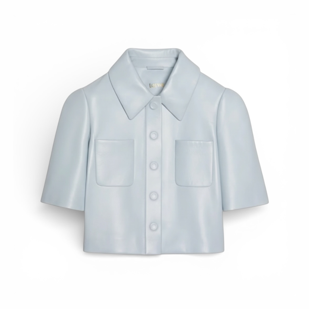 Loewe Leather Cartoon Shirt The Cotswolds Daughter
rare lambskin Loewe shirt women
pink blue leather designer shirt
collectible Loewe statement shirt