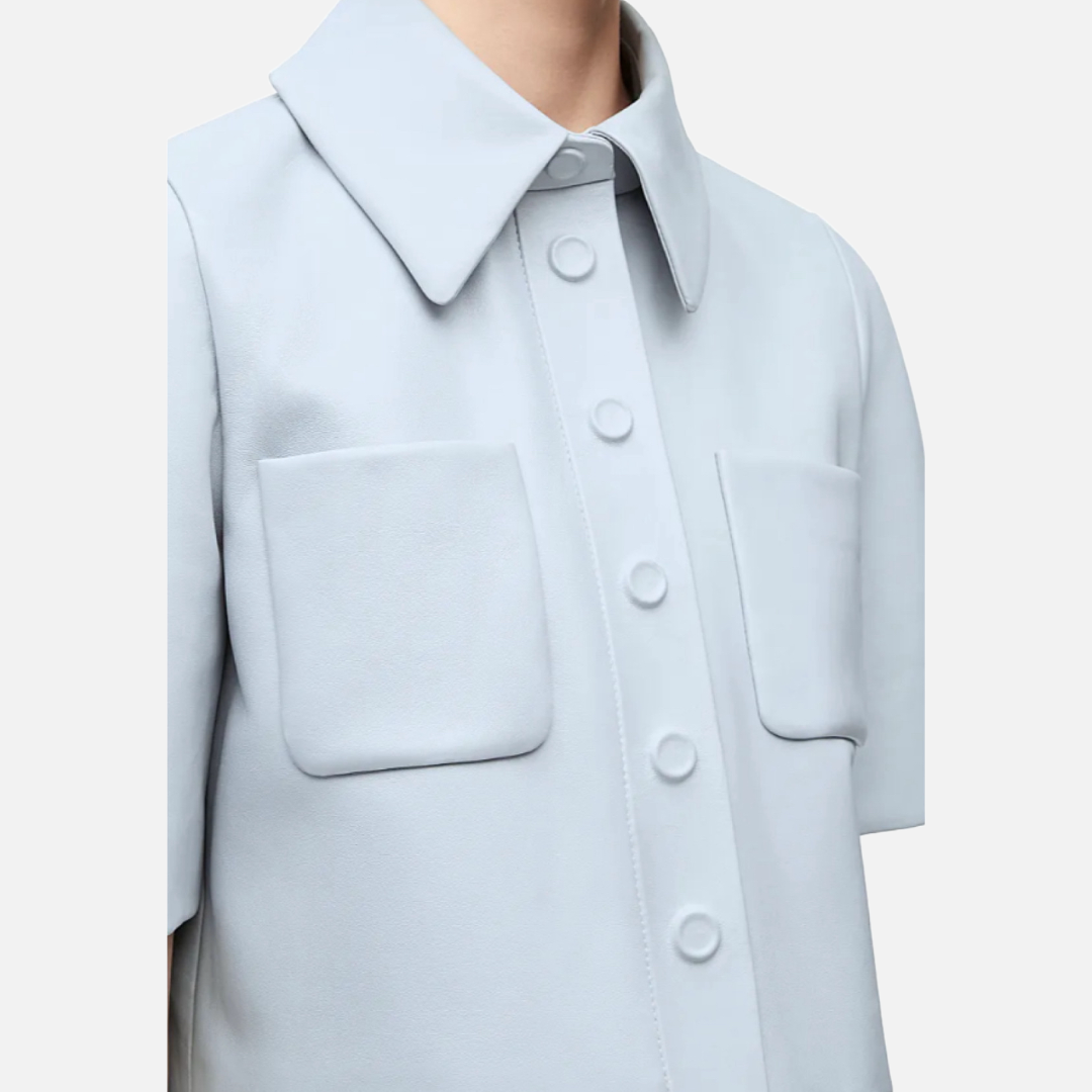 Loewe Leather Cartoon Shirt The Cotswolds Daughter
rare lambskin Loewe shirt women
pink blue leather designer shirt
collectible Loewe statement shirt